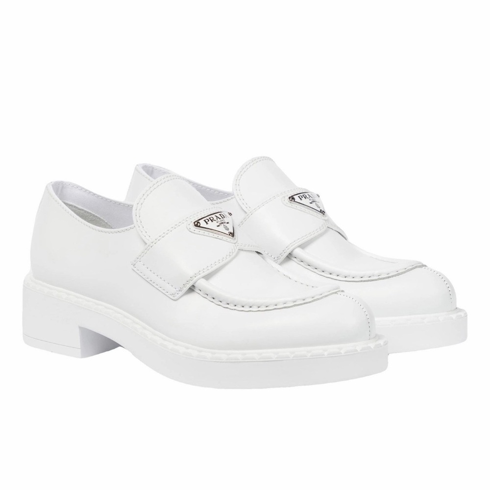 Prada White Chunky Loafers